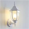 maolo Applique da Esterno Stile Classico Vintage IP44, Lampada da Parete E27 in Alluminio e Vetro, Lanterna da Giardino per Ingresso Terrazza Facciata - 60W Max - Disponibile in 2 Misure (Bianco, 490mm)