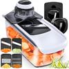 fullstar Mandolina per Verdure Affetta Verdure - Mandolina Professionale Taglia Verdure Affettatrice Manuale - Julienne Grattugia Tagliaverdure Patate Zucchine Carote Cipolle Formaggio (6-in-1 Bianco)