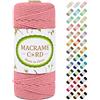 LEREATI Corda Macrame 3mm x 100m, LEREATI Filo Macrame 3mm Cordoncino Cotone Colorato, Macramè Filo Cordino per Borse Uncinetto, Arazzo da Parete, Fai da Te, Decorazioni Nuziali, Piante (Rosa Carne)