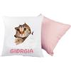 almatex Cuscino Personalizzato con Nome, 40x40, Sfoderabile e Lavabile con Morbida Imbottitura- Idea Regalo per Compleanno, Natale, (GATTO ROSA)