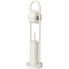 Generico Set Porta Carta Igienica e Scopino WC - 10x80 cm Piantana da BAGNO Portarotolo e Scopino in Acciaio Inox - Porta Rotolo Carta Igienica Da Terra con Design Salvaspazio