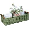 STOBSK Cesto portaoggetti rotondo in corda di carta, per organizzare con manico, cestini decorativi per piano di lavoro, cestino per carta igienica, set di cestini piccoli, verde