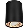 EDO Faretto da Soffitto a Superficie Rotondo Nero e Oro SKAND 1 Orientabile - Plafoniera Moderna in Alluminio con Attacco GU10 - Spot da Soffitto Ø95x125mm per Soggiorno, Cucina, Corridoio, Ufficio