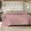 IlGruppone Trapuntino Fiocco Trapuntato Matrimoniale Elegante Copriletto Con Trapuntatura Fantasia Fiocchetti Due Piazze Coperta Letto Leggera Primavera Estate Trapunta Coperta Leggera Fiocchetto - RosaAntico