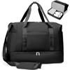 SEAFEW Borsone da Viaggio Extra Grande 45L, Bagaglio a Mano Borsa da Viaggio con Scomparto per le Scarpe, Borsa Sportiva Borsone da Palestra da Weekend,L01-Nero
