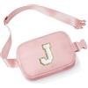 YOOLIFE Marsupio con lettere per bambini e bambine, regalo per ragazze 3 4 5 6 7 8 9 10 11 12 anni, personalizzato per adolescenti regali per donne fidanzate sorelle mamma, Colore: rosa., J