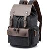 WTiger Zaino in tela vintage casual zaino da viaggio per uomo donna zaino per computer portatile università borsa scuola all'aperto escursionismo campeggio, Nero , Größe: 45 x 33 x 18 cm, Zaino daypack