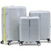 Eminent Finno Set Valigie 3 Pezzi, Espandibile, Rigido, 4 Ruote, Leggero, Lucchetto TSA, Cabina Media Grande, Trolley Viaggio Aereo Vacanza Grigio