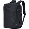 ECOHUB Zaino Ryanair 40x30x20 Leggero, Zaino da Viaggio 20L Resistente all'Acqua con Scomparto per PC Portatile da 14, Bagaglio a Mano in Tessuto PET Riciclato con 8 Tasche, per Uomo e Donna, Nero