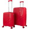 ITACA - Set valigie - Set Valigie Rigide Offerte. Valigia Grande Rigida, Valigia Media Rigida e Bagaglio a Mano. Set di Valigie con Lucchetto Combinazione TSA, Rosso