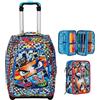Seven Big Trolley SJ GANG Facce da SJ, Blu, 2 in 1, Bambino + Astuccio Tre Scomparti Scuola, Blu Bambino