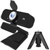 boxoon Webcam USB 2K con treppiede e microfono incorporato, plug-and-play per videoconferenze e streaming, base girevole a 360 gradi, compatibile con Windows e Mac, manuale incluso