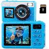 Maxmango D70 Fotocamera Subacquea 4K 48MP, Macchina Fotocamera Impermeabile 10FT per Piscina Spiaggia, Doppio Schermo Autofocus Zoom 18X, Macchina Fotografica Regalo per Ragazzi e Adulti, 16GB, Blu