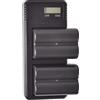 DSTE DE NP-FM500H 2 pacchetti di batterie di ricambio NP-FM500H DSTE + caricatore rapido Dual LCD compatibile con Sony Alpha SLT-A57, SLT-A58, SLT-A65, SLT-A65V, SLT-A68, SLT-A77, SLT-A99, CLM-V55, npf
