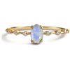 PERIMADE Anello con pietra di luna a taglio ovale placcato oro 18 carati, delicato cristallo blu, impilabile, a fascia, ipoallergenico, in argento Sterling 925, anello impilabile, per donne