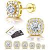 Adramata Orecchini Moissanite Donna Uomo, Orecchini Punto Luce Argento Sterling 925 Ipoallergenici Orecchino Diamante Simulato Placcato Oro Bianco 14K, Moissanite Colore D VVS1