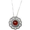 Marrocu Gioielli - Girocollo Fiore Argento Brunito con Corniola Naturale