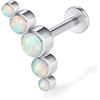 Hengkaixuan - Orecchino per cartilagine, piercing per elice o trago, in titanio G23 da 16 g, con chiusura a perno, per donne e ragazze e Titanio, colore: Cinque opale, cod. KPA7212