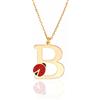 Sakrami Collana Bambina e Bambino Argento 925 Dorato con Iniziale e Coccinella Smaltata Rossa - Scatola Personalizzata con Dedica Incisa - Gioiello Portafortuna per Comunione Compleanno Natale (B)