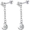 Bishilin Orecchini lunghi pendenti, graziosi orecchini a catena con stella/cuore/croce/luna con zirconia cubica in acciaio inox, acciaio inox, Zirconie sintetico
