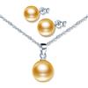 Yumilok Set di gioielli con perle, collana con perle da donna, orecchini eleganti con perle, in argento 925, regalo di Natale e anniversario, Zirconia cubica Argento sterling, Perla