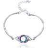 HALUKAKAH RINASCITA DELLA FENICE Bracciale da Donna Placcato Platino con Cristalli Naturali Austriaci Verde Smeraldo - Simbolo di Fortuna e Rinnovamento.Regalo per Compleanno,Regolabile 18+5cm