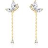 SLUYNZ 925 Argento sterling CZ Farfalla Orecchini Pendenti Catena Gocciolina per Donne Teen Girls Pretty Butterfly Nappine Orecchini (B-Gold)