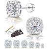 Adramata Orecchini Moissanite Donna Uomo, Orecchini Punto Luce Argento Sterling 925 Ipoallergenici Orecchino Diamante Simulato Placcato Oro Bianco 14K, Moissanite Colore D VVS1