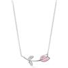 PERIMADE Collana da donna a forma di tulipano al quarzo rosa, in argento Sterling 925, placcata in oro 18 carati, con ciondolo floreale per amicizia, anniversario, festa di compleanno, regalo, Argento
