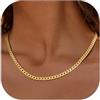 PROSTEEL Collana Uomo Donna Catena Cubana Grande Sottile 4mm, Lunghezze 75 cm, Acciaio Inossidabile Placcato Oro 18K, Oro, Hip Hop Punk, con Confezione Regalo