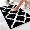 Homaxy Tappetino da bagno antiscivolo, lavabile a pelo lungo, in morbida microfibra, 40 x 60 cm, nero