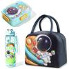 KDFSSIPE Astronauta Portapranzo con 2 Scompartim,600ml Porta Pranzo Campus con Scomparto Bento,800 ml Astronauta Bicchiere e Borsa Termica Isolata in Alluminio Adatto per Scuola Viaggi Picnic (verde)