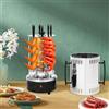 Estabeter Grill verticale da tavolo elettrico in acciaio inox con 6 spiedini, griglia rotonda girevole per shaslico, carne e gamberetti, riscaldamento con griglia di protezione, 1000 W