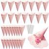 Eterspr 30 Pezzi Coni di Carta per Feste Rosa, Sacchetti di Coriandoli per Matrimoni, Stampa Vuota, per Coni di Coriandoli di Carta per Matrimoni, Piatti di Fiori di Caramelle e Coriandoli(Rosa)