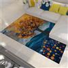 Generic Albero della Vita Astratto Tappeto 90x150 Area Boho Moderna Tappetino Mosaico Blu Oro Autunnale Macchina per Lavabile a pelo basso Mattesini morbidi antiscivolo soggiorno Camera da