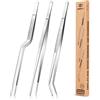 BUNDLEPRO Set di pinzette da cucina, pinze professionali per alimenti in acciaio inox, pinzetta da cucina nera lunga per cucinare, impiattare, decorare e grigliare (ARGENTO, 25,5 CM)