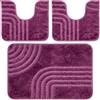 PARAMAISON Set Tappeti Bagno 3 Pezzi Antiscivolo in Polipropilene, 2 Tappeti WC 37,5x45 + 1 Tappetino 45x75 cm, Morbidi e Resistenti, Facili da Pulire, Made in Italy | Viola