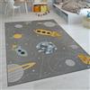 Paco Home Tappeti da gioco a pelo corto colorati per camerette dei bambini con diversi motivi, Dimensione:200 cm quadrato, Colore:Grigio 5
