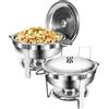 WENMILY Chafing Dish Buffet Set 5L, Set Buffet da 2 pezzi in Acciaio Inossidabile, Contenitori per Mantenere Caldo, Rotondo Scaldavivande per Servire per Catering Ristoranti Feste Matrimoni (Argento - 2 Set)