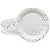 HNH 23 cm Piatti di carta Bianco con lamina d'argento 24 Pezzi Piatti per cena usa e getta Piatti monouso per feste
