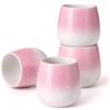 Goodwei - Set di 4 tazze da tè in ceramica, giapponese, senza manico, forma rotonda, piacevoli al tatto, per tè, latte matcha, succo di frutta e altro, 200 ml (Sakura)