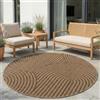 Carpetsale24 Tappeto Outdoor Rotondo 200 cm Beige, Resistente alle Intemperie Facile da Pulire, Tappeto Look Juta Naturale per Giardino Terrazza Soggiorno Sala da Pranzo