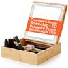 Avilia - Organizer Multifunzione in Bambù con Specchio LED Integrato, 3 Scomparti - Make-Up Skincare Accessori, Contenitore Porta Trucchi, Toeletta Design Elegante, Struttura Resistente.