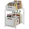 Wintem - Organizer 2 Livelli Bianco con Altezza Regolabile e Cassetti Scorrevoli, Salvaspazio in Ferro per Cucina, Bagno e Armadi, per Organizzare Detergenti, Spezie e Accessori - (Bianco)