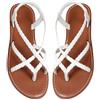 Generic Sandali elasticizzati da donna infradito piatti in stile bohémien etnico retrò scarpe con lacci incrociati infradito gladiatore romano punta aperta calzature leggere traspiranti estive muli, bianco