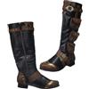 YUMALI Stivali Da Cavaliere Steampunk Stivali Da Pirata Vichingo in Pelle Sintetica Con Tasca Laterale Scarpe Singole Con Cerniera Retrò per Cosplay (Black,43)