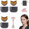 agctrler 5 Pezzi Set Spazzola Viso Linfodrenante, Spazzola a Secco con Setole Naturali, Rullo e Gua Sha, per Modellare Mento e Mascella, Esfoliazione Delicata, con Borsa Portatile