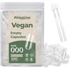 MéipaLien Capsule Vegane Vuote Taglia 000 - 100 capsule vuote vegetali (2 cucchiai) - trasparente, senza allergeni, Halal, non OGM, compatibili con la macchina di riempimento della capsula 000