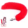 ANGKKY Plug anale con coda di volpe, plug anale in acciaio inox per donne con coda pelosa, sex toys per l'allenamento,sex toys SM per coppie, giochi di ruolo fetish, cosplay (rosso)