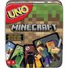LEGO Mattel Games - UNO Minecraft, edizione di UNO ispirata al videogioco Minecraft con carte speciali a tema e scatola di latta dall'iconico design pixelato, HJC88
